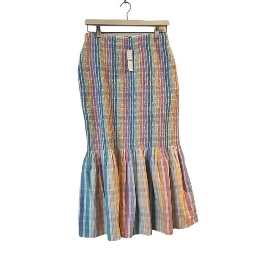 NWT! J.Crew Stretch Elastic Smocked Pastel Rainbow Midi Skirt or Dress AW495
